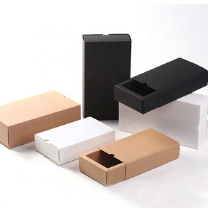 Custom Printed Drawer Slide Style Tea Bags Kraft Paper Packaging cajas de papel Sell Phone Cove Black Gift Paper Box