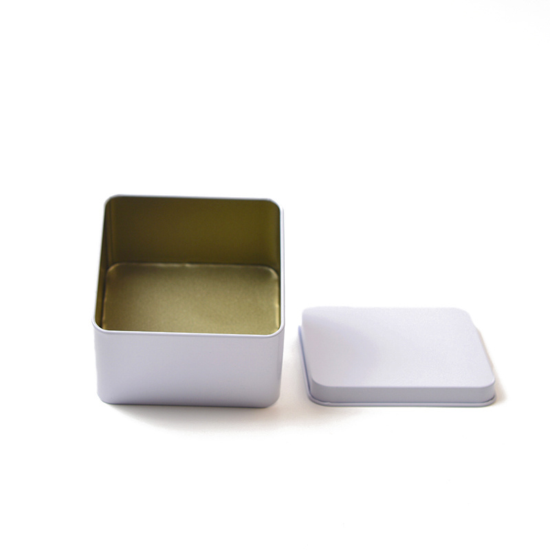 Hot sale personalized metal tins tin can box square metal tins wholesale with custom white color