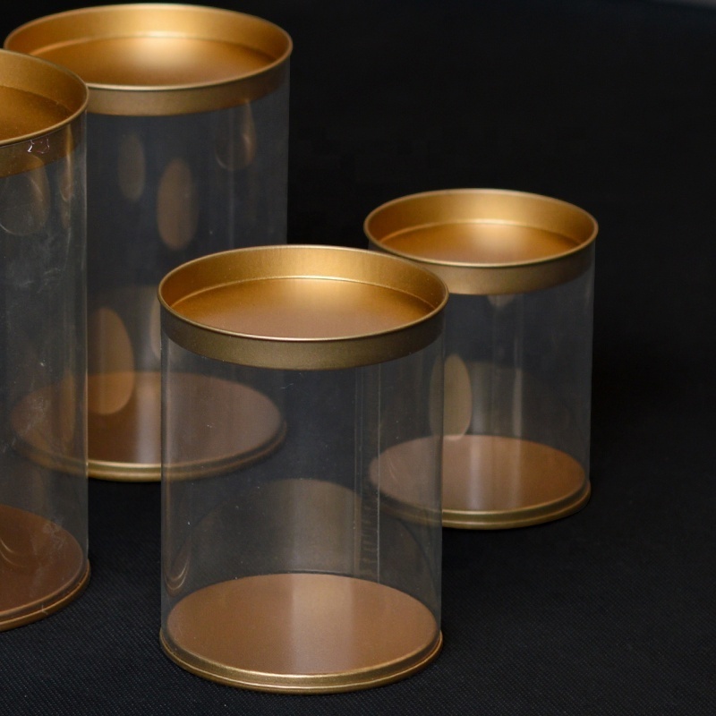 Transparent Toy Packaging Round Tin Box With Clear Pvc Window