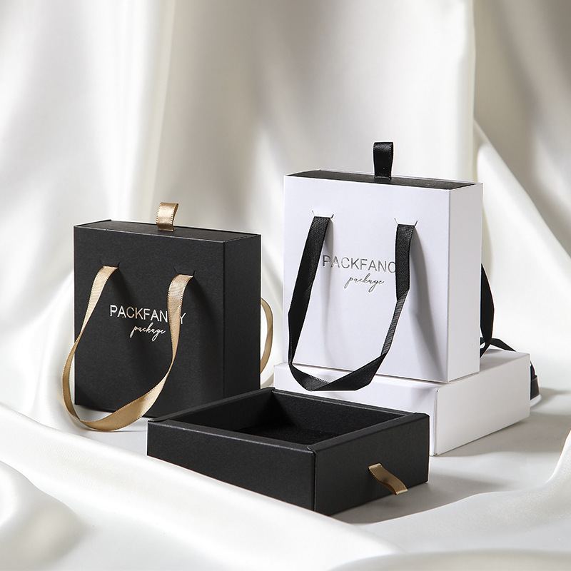 High-end Earring Paper Bag package joyero Drawer Ring Necklace Bracelet Jewelry Paper Box Packaging with custom brand logo