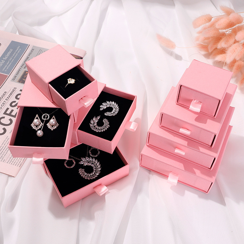 Personalized Logo Jewelry Box Packaging cajas para joyas  Slide Lovely Hot Pink Jewelry Box Packaging