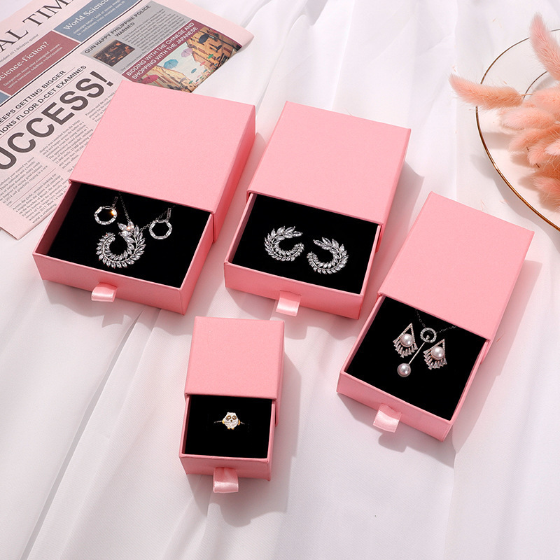 Personalized Logo Jewelry Box Packaging cajas para joyas  Slide Lovely Hot Pink Jewelry Box Packaging