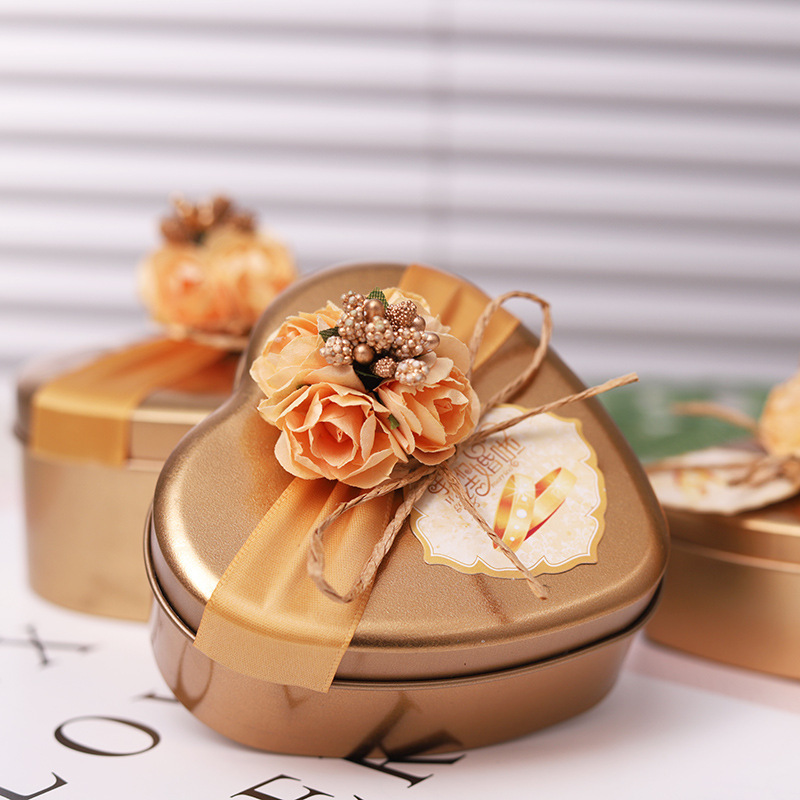 DIY Round Shape Tin Box Wedding Candy Packing Tin Boxes Metal Wholesale Custom Heart shape Metal Box