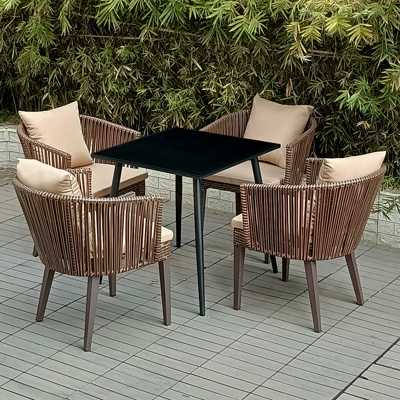 Outdoor Garden Stackable Rattan Tables and Chairs Patio Garden Chairs Complete Set of Outdoor Garden Furniture sets