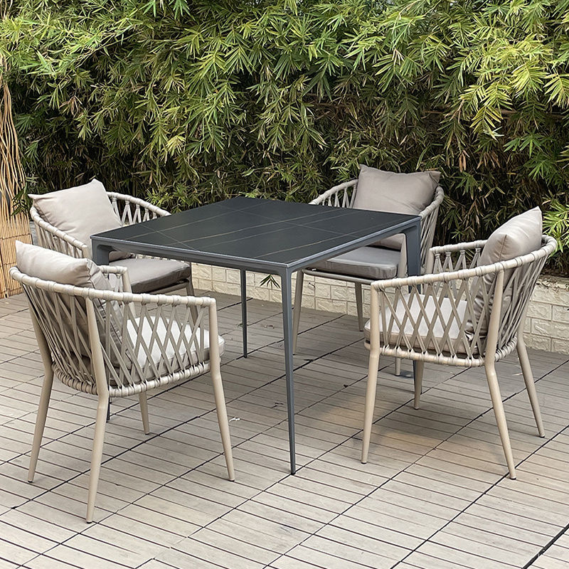 Occasional patio outdoor dining chair furniture with gray Garden Chair Manufacture Rope Weaving Garden Woven Rope Patio Chair