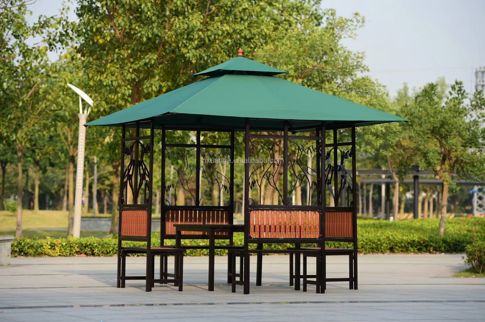 Popular Solid Roof Galvanized Hardtop Pavilion Metal Frame Sunshade Gazebos Tent gazebo wooden terrace pavilion Iron Gazebo