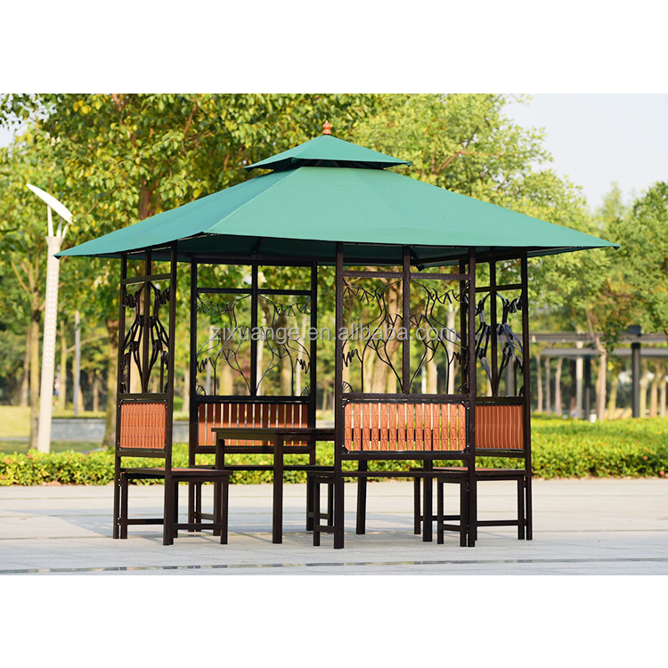 Popular Solid Roof Galvanized Hardtop Pavilion Metal Frame Sunshade Gazebos Tent gazebo wooden terrace pavilion Iron Gazebo