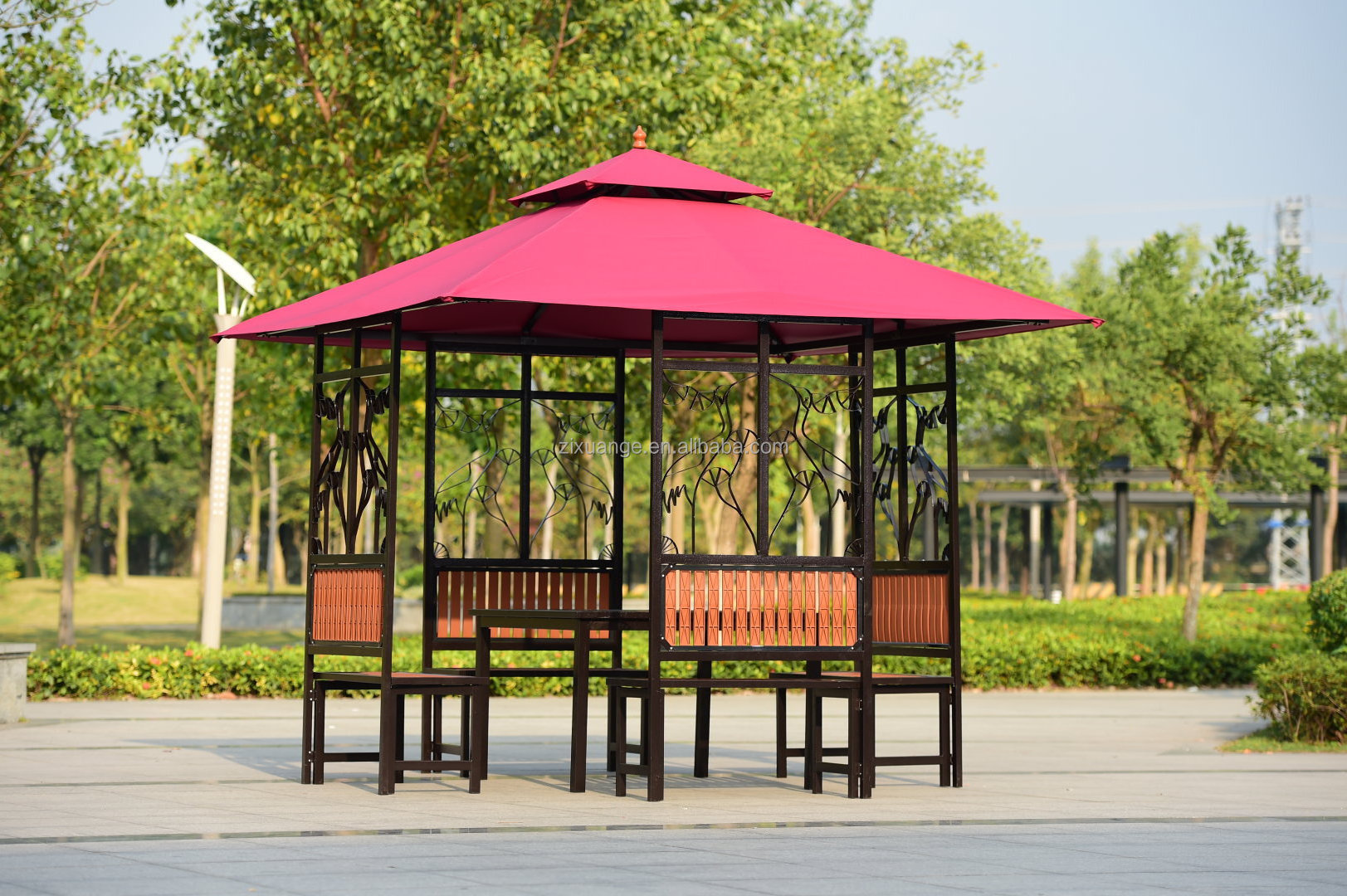 Popular Solid Roof Galvanized Hardtop Pavilion Metal Frame Sunshade Gazebos Tent gazebo wooden terrace pavilion Iron Gazebo