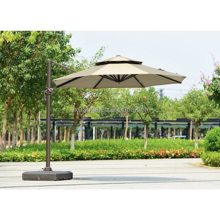 Large Top Sale Waterproof Double Canopy Outdoor Umbrella 11ft Beach Aluminum Cantilever Garden Parasols Patio Umbrella