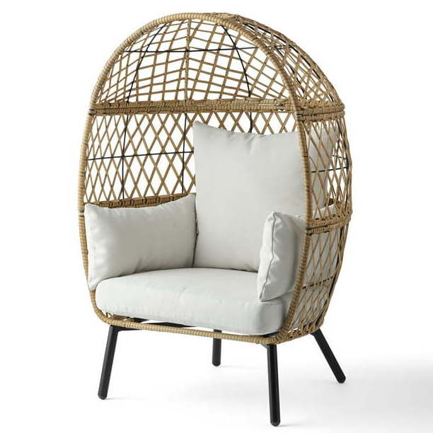 Garden Chair Egg Chair Wicker Outdoor Indoor Basket Large Round Egg Chair Bracket Pad with Terrace Balcony Sofa