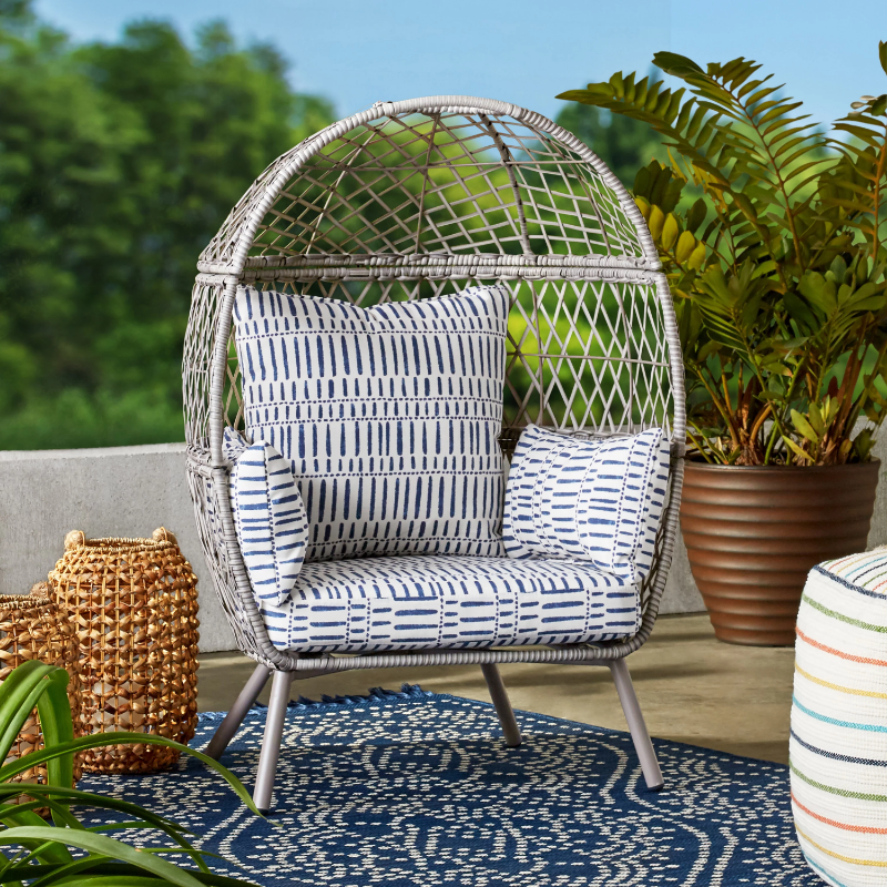 Garden Chair Egg Chair Wicker Outdoor Indoor Basket Large Round Egg Chair Bracket Pad with Terrace Balcony Sofa