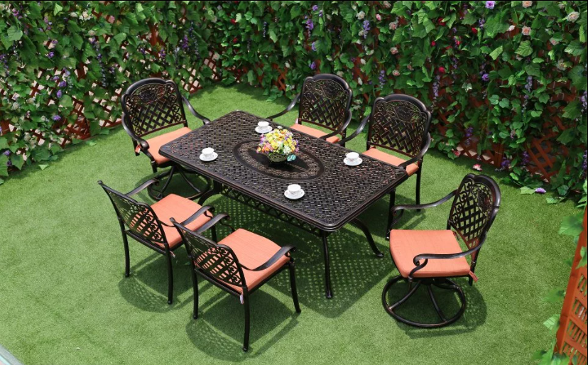 Outdoor Garden Furniture Balcony Metal Garden Table Set Cast Antique Aluminum Patio Table and Chair dining garden chair set