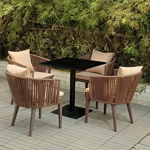 Outdoor Garden Stackable Rattan Tables and Chairs Patio Garden Chairs Complete Set of Outdoor Garden Furniture sets