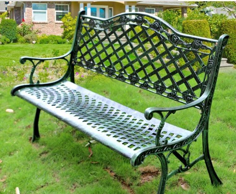 Good quality Customized outdoor wood seating garden furniture modern metal frame bench street wood slats bench park chair