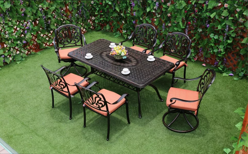 Outdoor Garden Furniture Balcony Metal Garden Table Set Cast Antique Aluminum Patio Table and Chair dining garden chair set