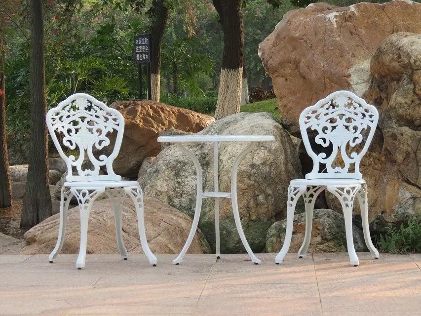 Metal kd Patio Chair Set Furniture Cast Antique Outdoor Aluminum 3 Pieces Dining Garden Patio Table and Chair Set Bistro Sets