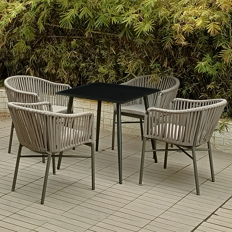 High Quality Brown Aluminum Frame Chairs Set Outdoor Patio Furniture Leisure Garden 9PCS Dining Set Rattan Outdoor Furniture