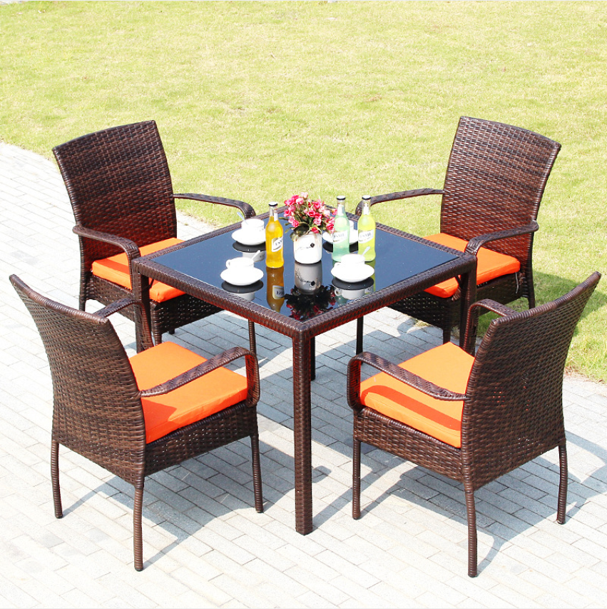 Hot Sale Poly Rattan Chair Garden Dining Chair Sets Round Table/ Modern Cane Furniture Dining Chair Set Wicker Furniture Outdoor