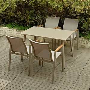 Factory Supply Modern Garden Patio Furniture 9-Piece Aluminum Outdoor with Ceramic-top and Extendable Dining Table Dining Set