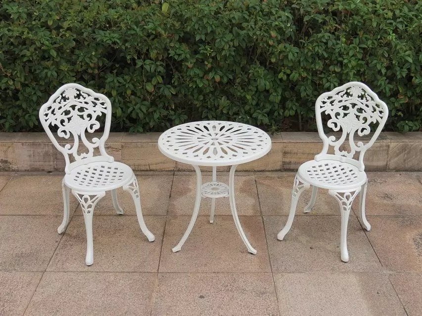 Metal kd Patio Chair Set Furniture Cast Antique Outdoor Aluminum 3 Pieces Dining Garden Patio Table and Chair Set Bistro Sets