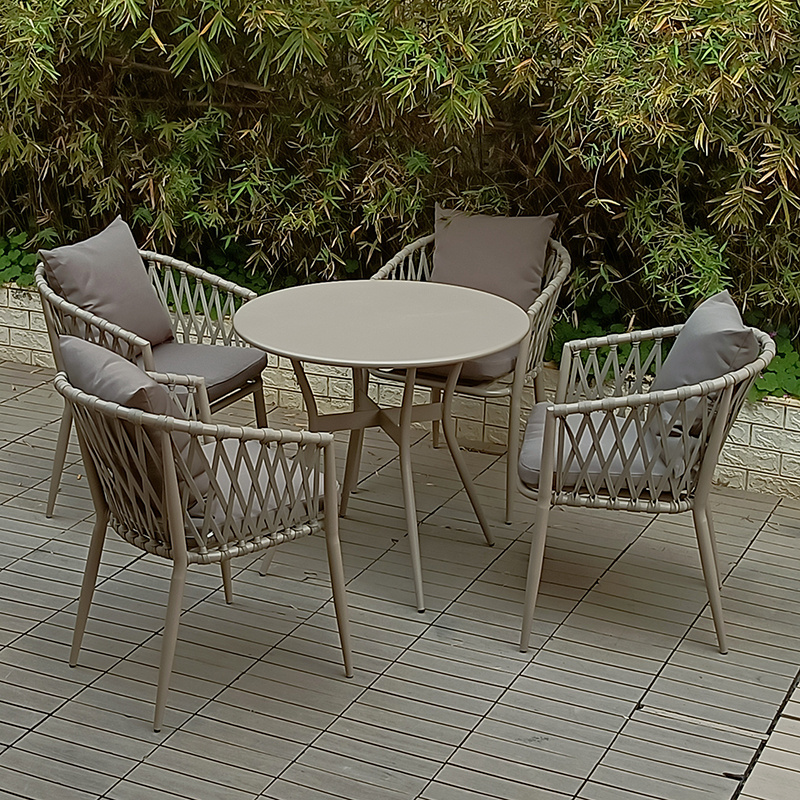 Outdoor garden sets waterpoof durable rattan rope wicker patio furniture sets outdoor dining set patio table and chairs