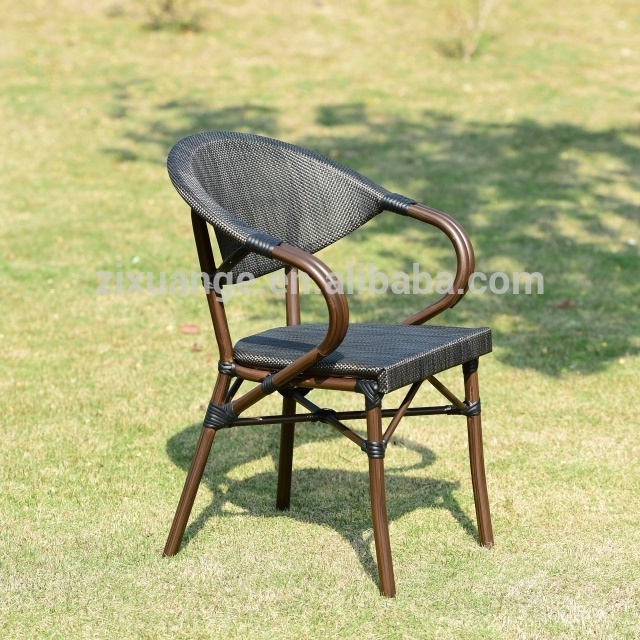 2022 Hot Selling Outdoor Patio Rattan Wicker Chair For Event High Back Aluminum Cast Frame Dining Coffee Restaurant Chair Agent