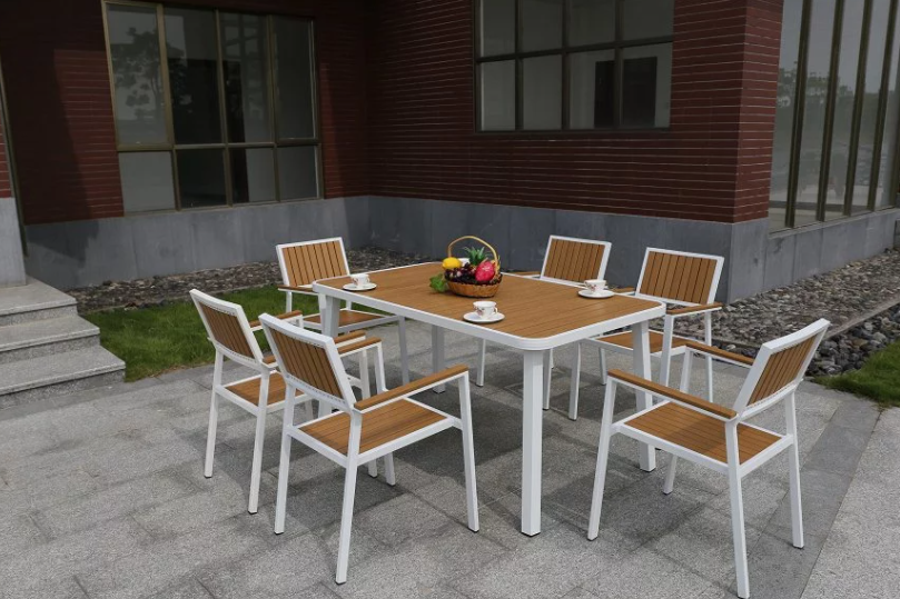 Modern luxury foldable outdoor dining set with fire pit outdoor metal chairs and table