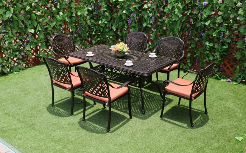 Outdoor Garden Furniture Balcony Metal Garden Table Set Cast Antique Aluminum Patio Table and Chair dining garden chair set