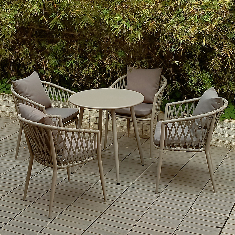 Outdoor garden sets waterpoof durable rattan rope wicker patio furniture sets outdoor dining set patio table and chairs