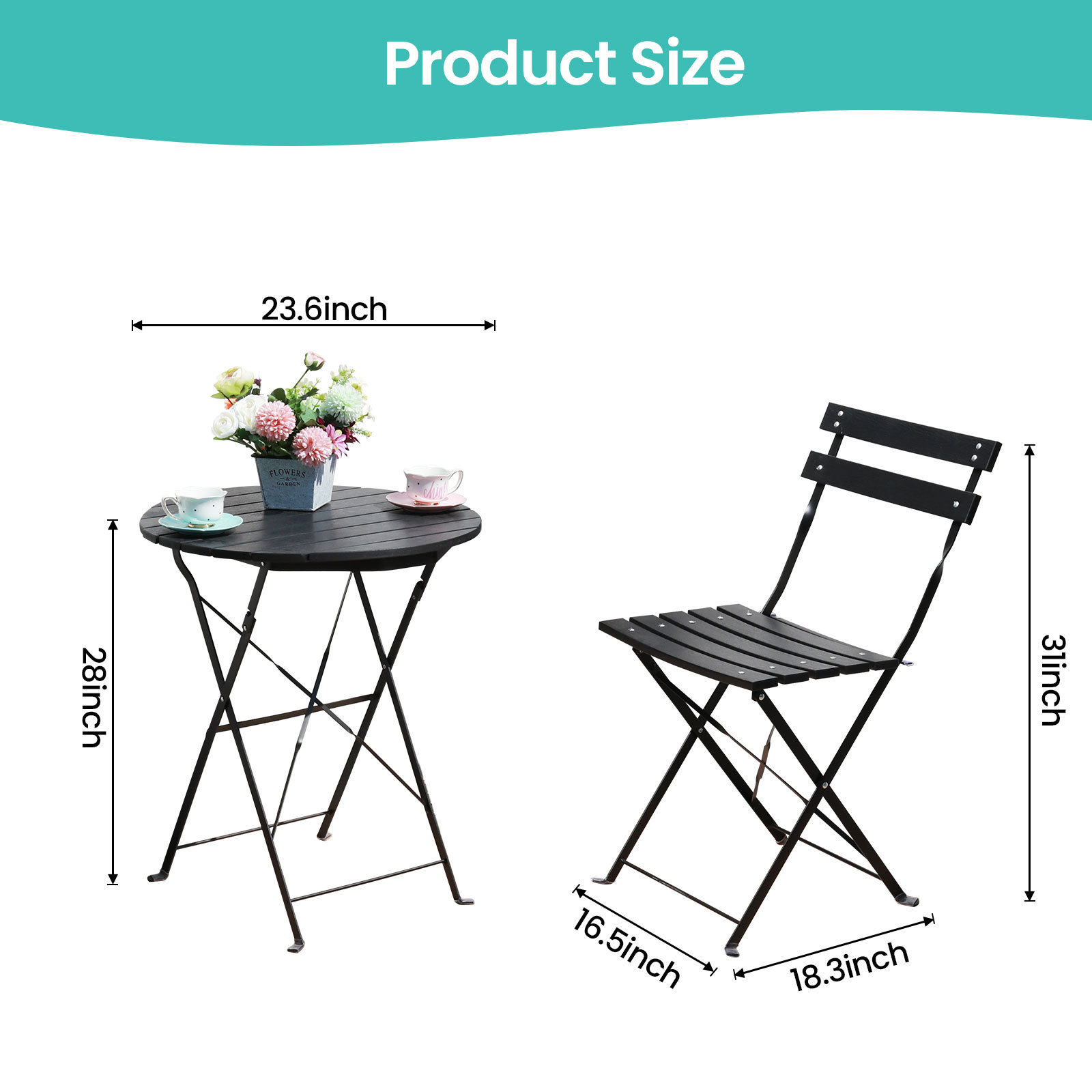 Outdoor furniture patio Modern Metal ps Wooden Leisure Picnic plastic wood Folding tables and chairs bistro sets garden sets