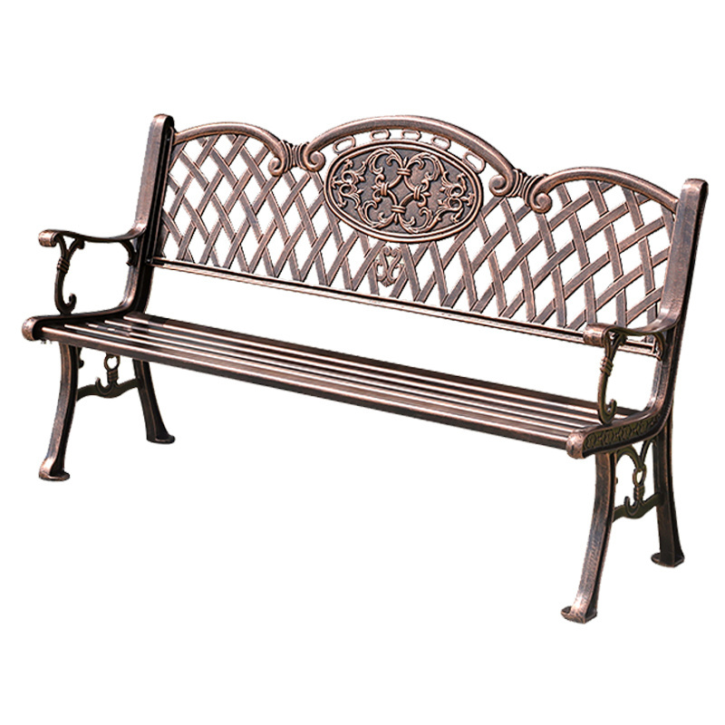 Good quality Customized outdoor wood seating garden furniture modern metal frame bench street wood slats bench park chair