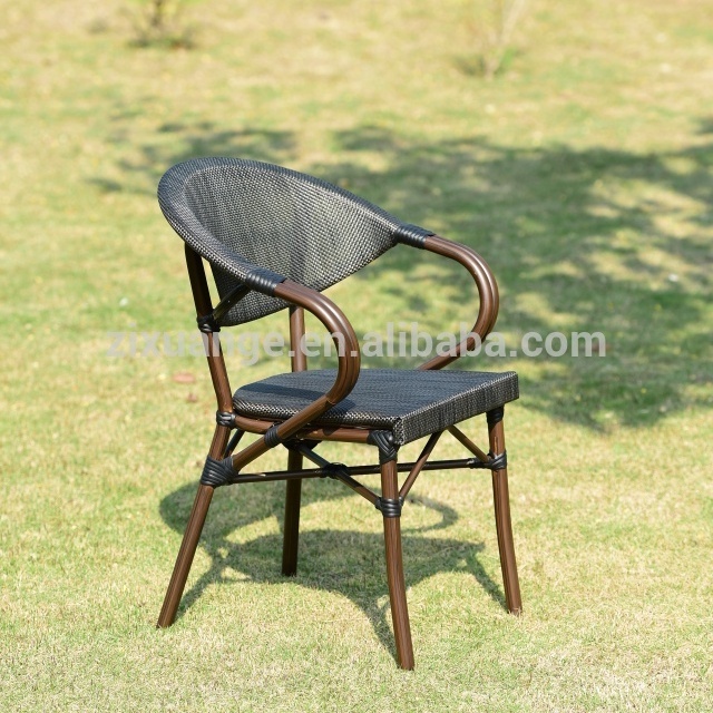 2022 Hot Selling Outdoor Patio Rattan Wicker Chair For Event High Back Aluminum Cast Frame Dining Coffee Restaurant Chair Agent