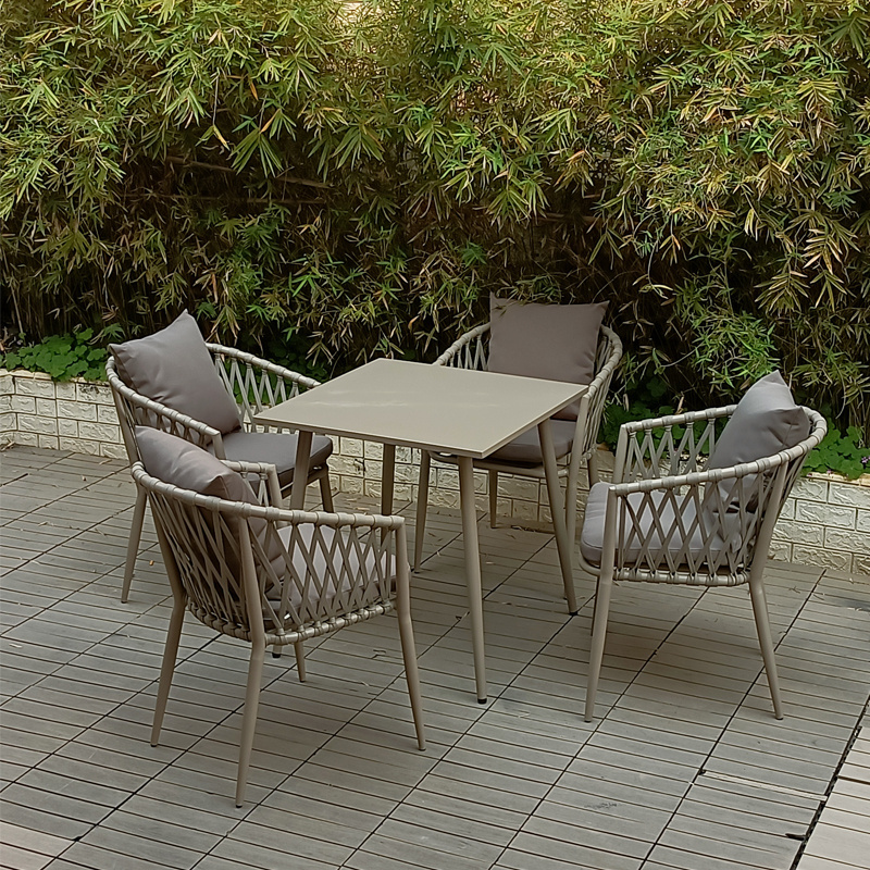 Occasional patio outdoor dining chair furniture with gray Garden Chair Manufacture Rope Weaving Garden Woven Rope Patio Chair