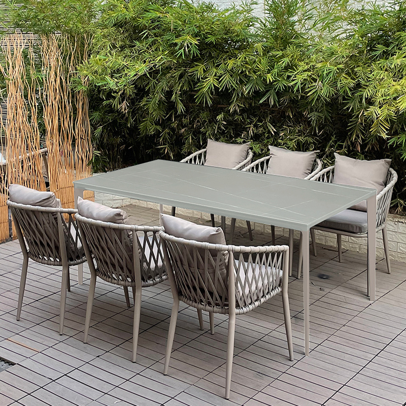 Occasional patio outdoor dining chair furniture with gray Garden Chair Manufacture Rope Weaving Garden Woven Rope Patio Chair