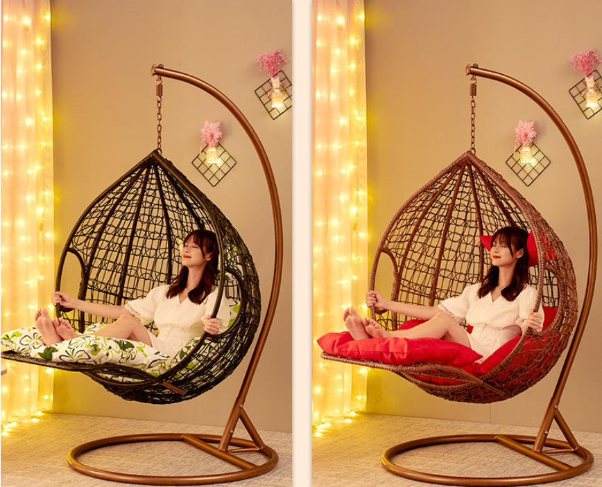 outdoor garden rattan wicker double seat Water drop shaped Rocking chair  egg swing chair hanging chair patio swings