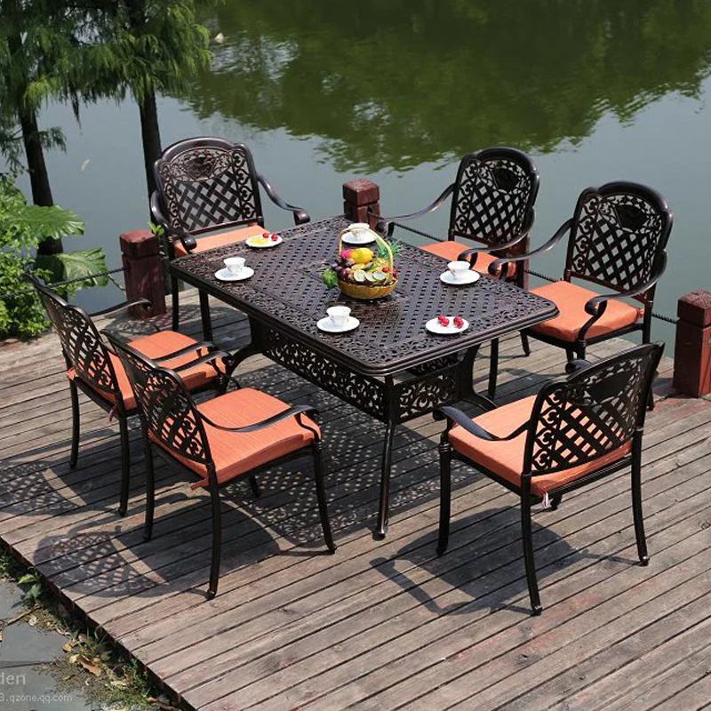 Outdoor furniture garden sets furniture metal cast iron Cast Aluminum Marble table bistro set outdoor furniture bistro set