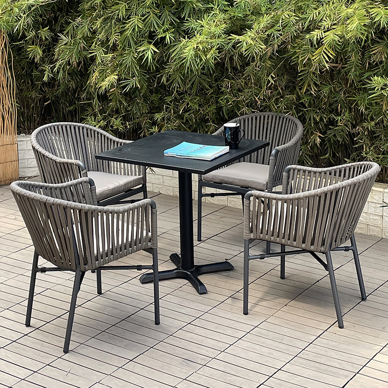 High Quality Brown Aluminum Frame Chairs Set Outdoor Patio Furniture Leisure Garden 9PCS Dining Set Rattan Outdoor Furniture