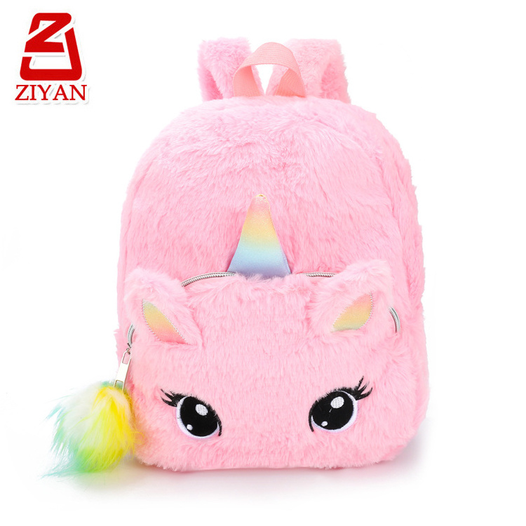 2024 High Quality Mini Unicorn Plush Backpack Cute Animal School Bag with Handle Soft and Waterproof Travel Bag for Kids