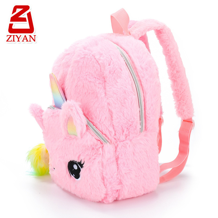 2024 High Quality Mini Unicorn Plush Backpack Cute Animal School Bag with Handle Soft and Waterproof Travel Bag for Kids