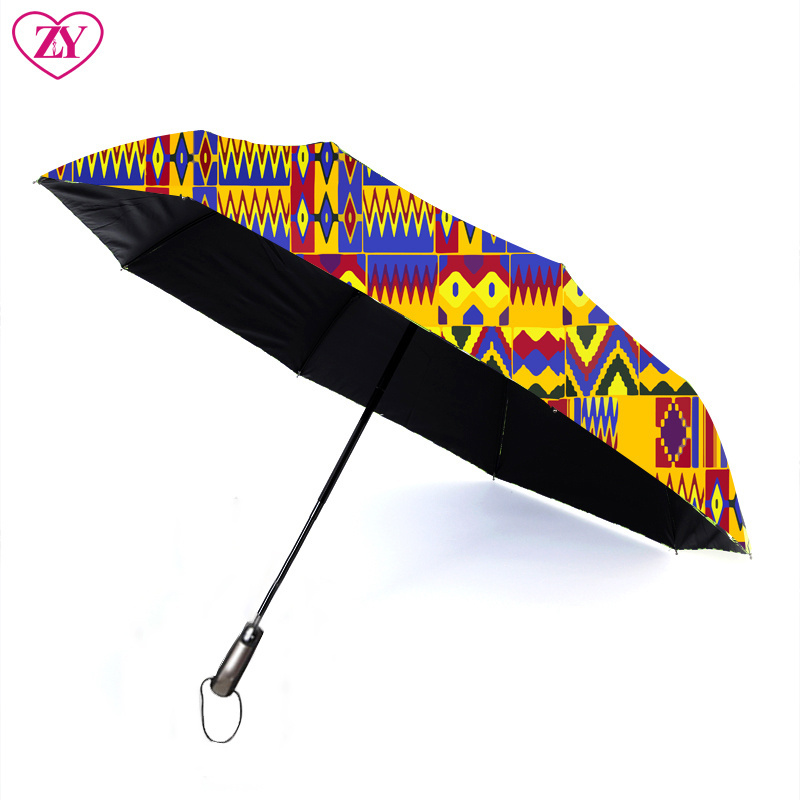 African designs Ankara Print rain proof automatic foldable umbrellas