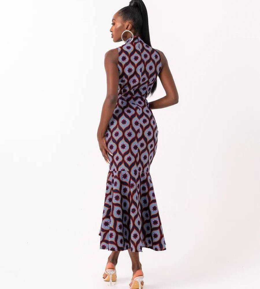 2024 Summer African print women clothing sleeveless mermaid kitenge designs women dresses