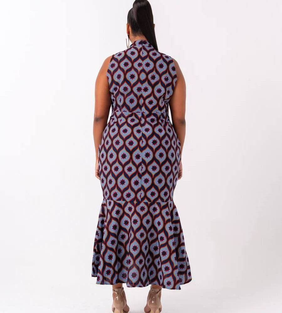 2024 Summer African print women clothing sleeveless mermaid kitenge designs women dresses