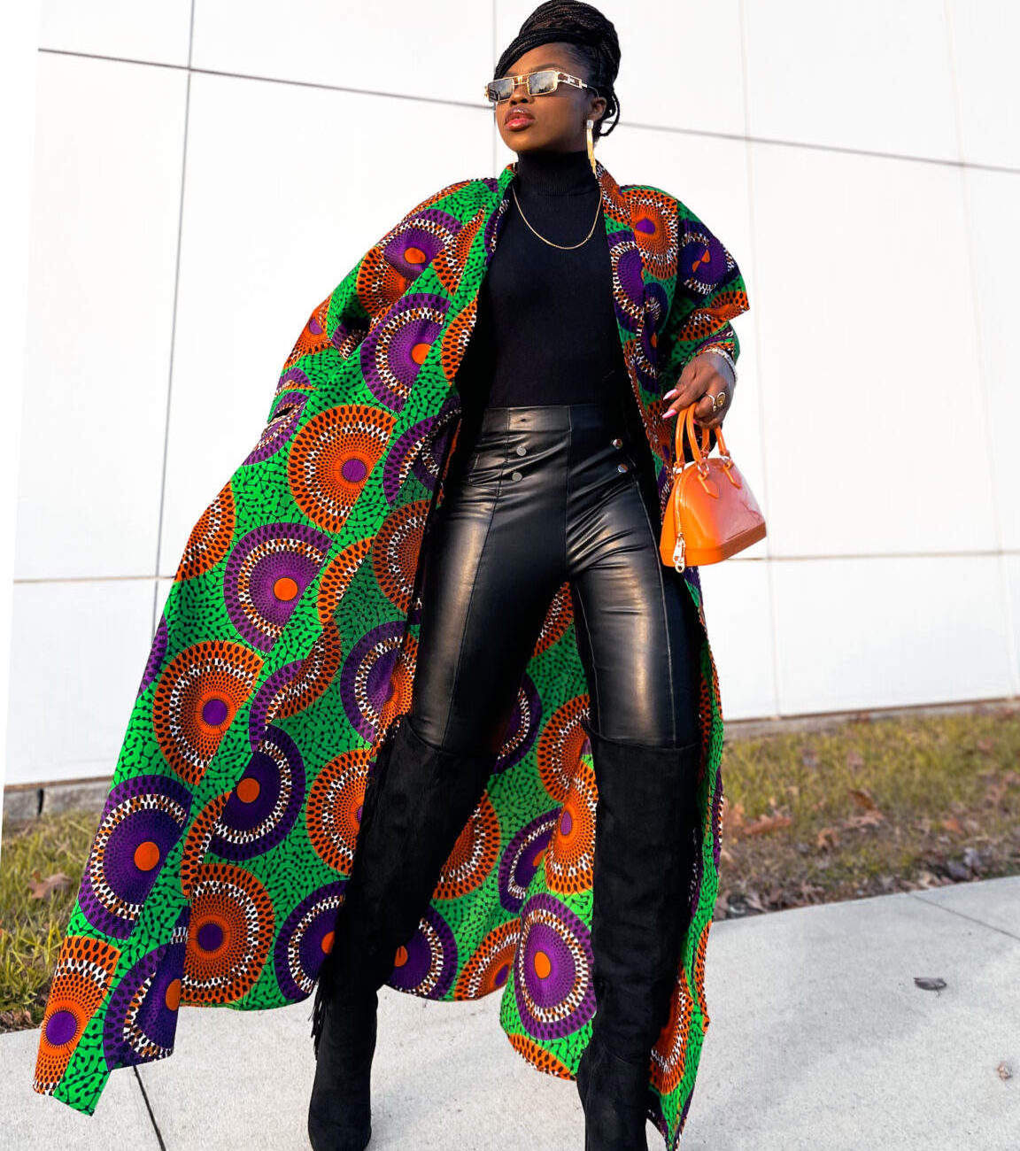 Wholesale Fashion Africa Women Clothing Ankara Print Contrast Binds Long Sleeve Kimono Robe