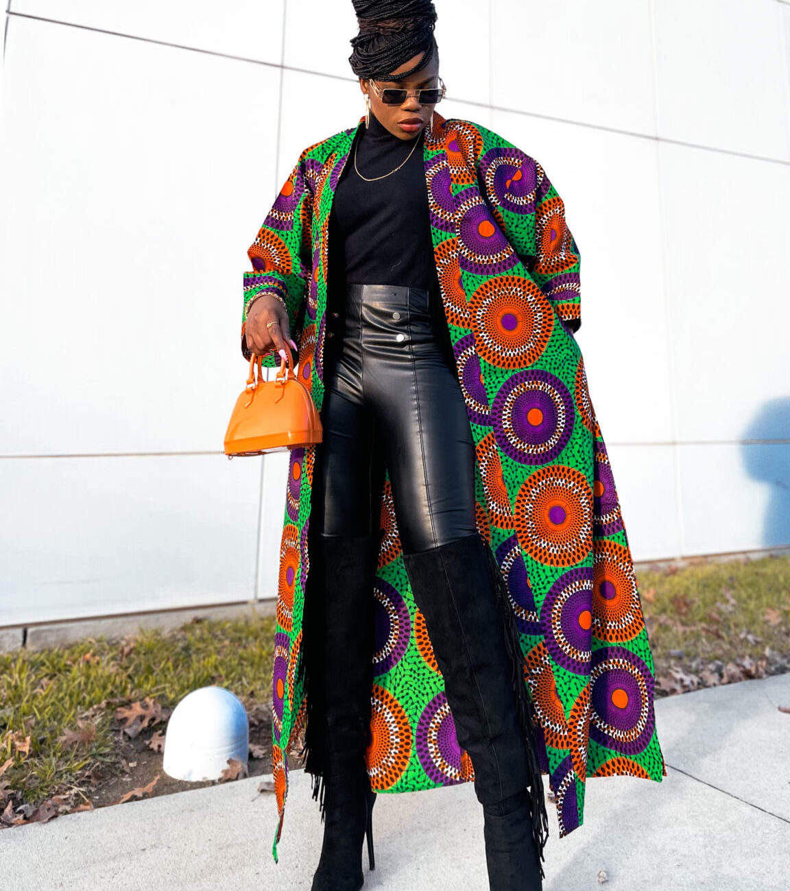 Wholesale Fashion Africa Women Clothing Ankara Print Contrast Binds Long Sleeve Kimono Robe