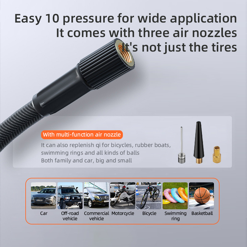 Ziyao Industry Tyre Inflator Electric Portable 12V Air Compressor Pump Car Motorcycle Mini Wireless Portable Tire Inflator