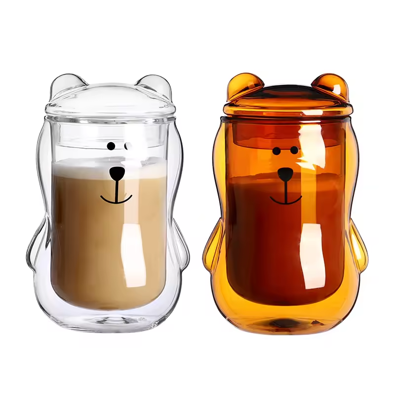 Factory Wholesale high borosilicate double wall creative animal glass cup