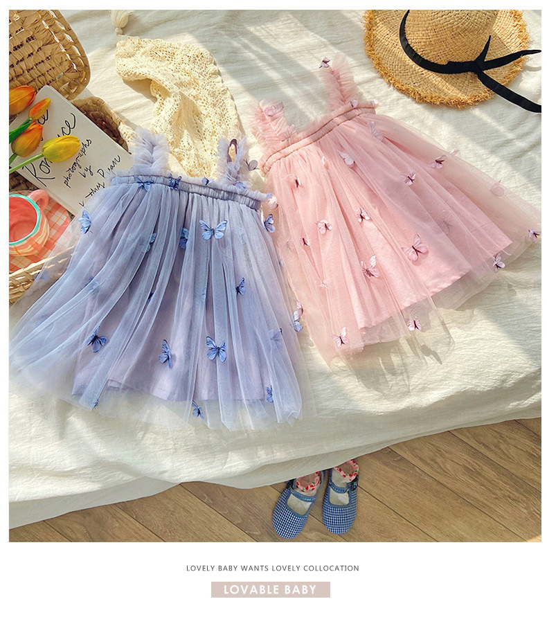 2024 summer wholesale infant baby girl butterfly tutu dresses toddler kids princess tulle dresses clothing wholesale