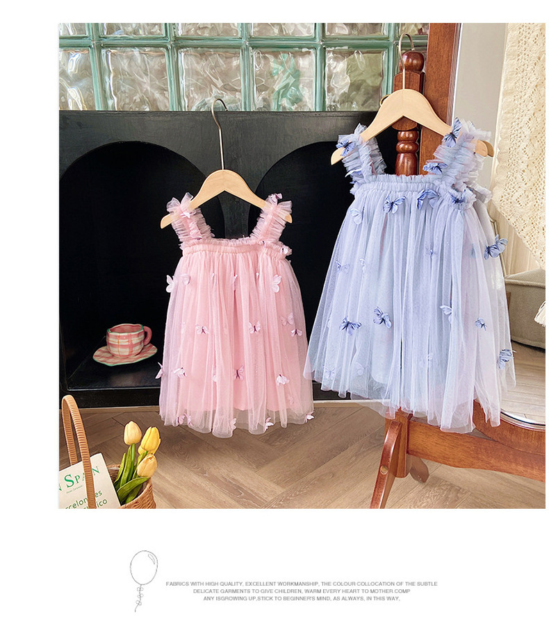 2024 summer wholesale infant baby girl butterfly tutu dresses toddler kids princess tulle dresses clothing wholesale