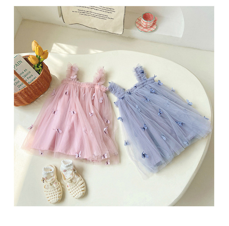 2024 summer wholesale infant baby girl butterfly tutu dresses toddler kids princess tulle dresses clothing wholesale