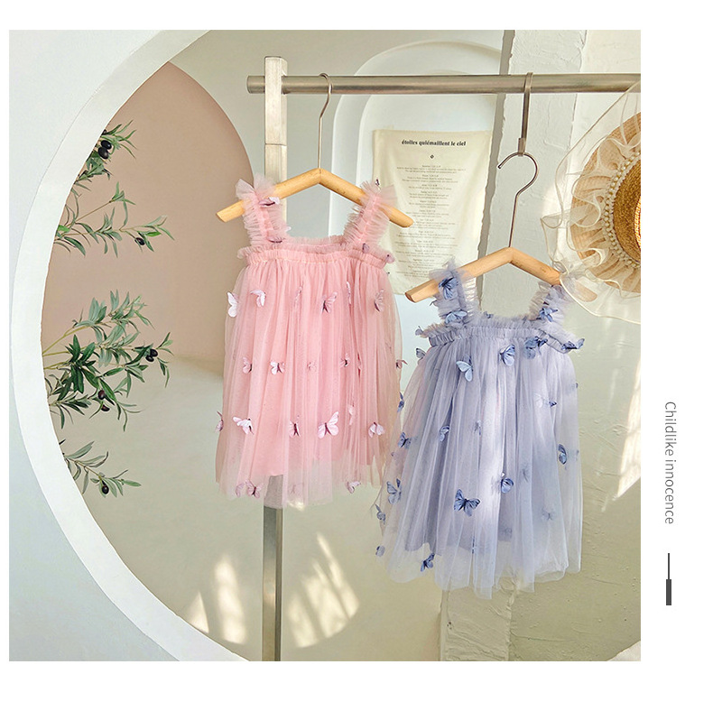 2024 summer wholesale infant baby girl butterfly tutu dresses toddler kids princess tulle dresses clothing wholesale